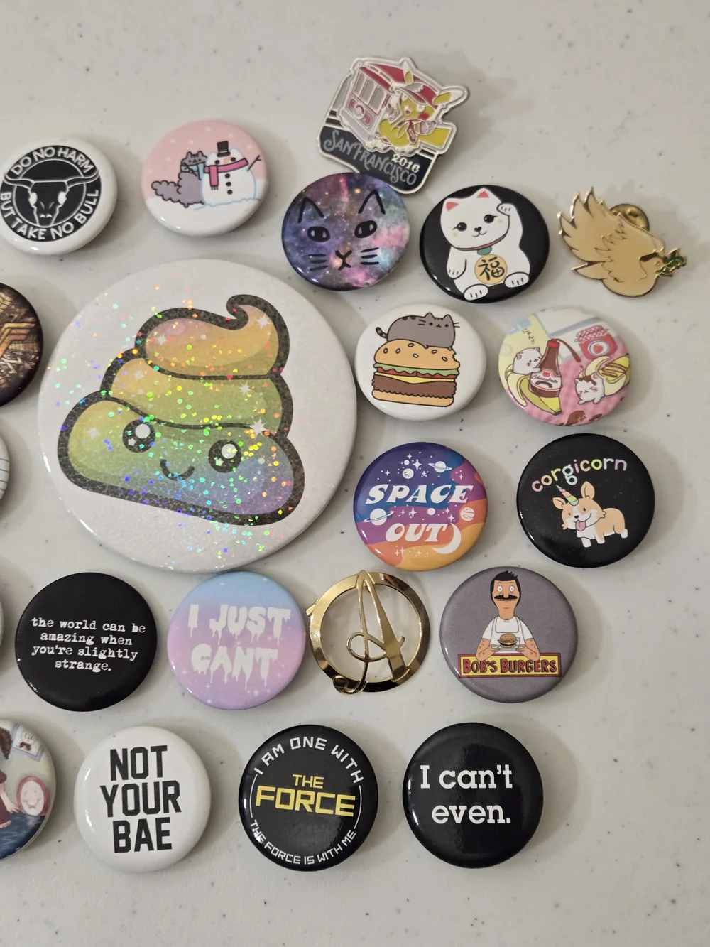 Assorted Glitter Rainbow Poop Enamel Pin - Cute Accessory